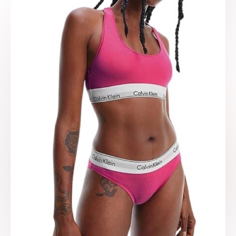 CK CALVIN KLEIN Hot Pink plus women size 3X XXXL bralette & panty underwear